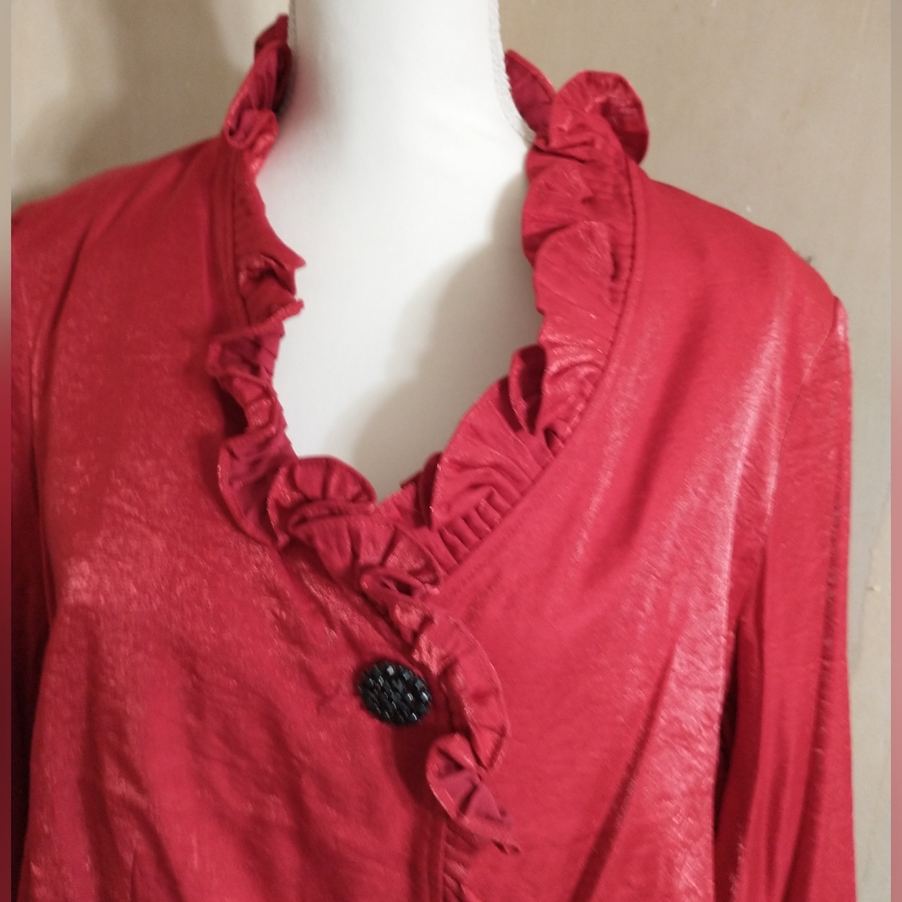 Jerry T Ruffled Red Jacket - Picture 3 of 11